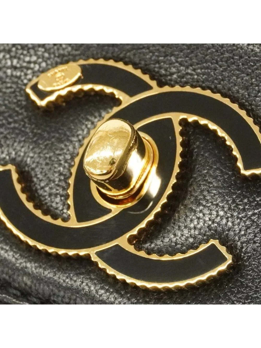 Chanel Shoulder Bag Mademoiselle Leather Black Gold